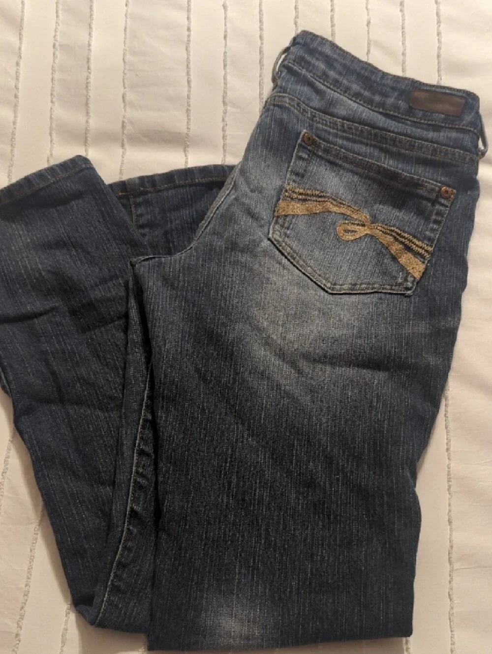 Justice Girls Size 14 1/2 Skinny Jeans in Distressed Dark Blue Wash